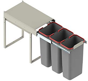 REJS RECYCLE BIN PULL OUT KITCHEN WASTE BIN W:300mm-3x10L(JC604)
