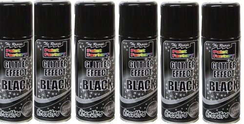 suas_International 6 x 200 ml The Rapide Paint Factory Glitter Effect Black Creative Glitter Spray