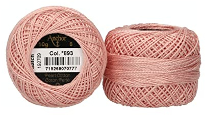 Anchor 4591008-00893 Embroidery Thread, 100% Cotton, Fraise, Thickness 8, 82 m