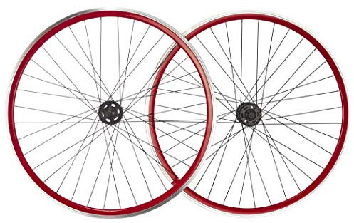 Point Unisex – Erwachsene Fixed and Free Laufradsatz, Schwarz,Rot, 28