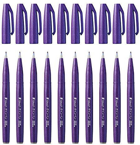 Pentel SES15C-V - Brush Sign Pen Faserschreiber, 10 Stück, violett