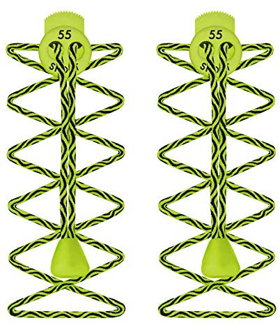 55 Sport Elastic Lock Shoelaces - Lime Green Pattern