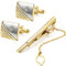 JewelryWe Legierung Krawattenklammer Krawattennadel & Manschettenknöpfe Set Gold Silber Streifen Gestreift Hemd Business Hochzeit Wedding Polished Herren