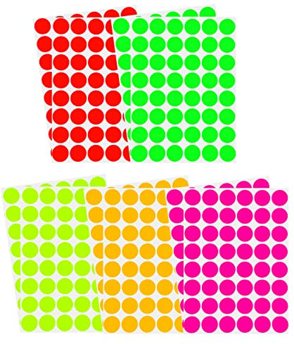 Etiketten Neon Bunt 17mm runde Sticker - 1,7cm Klebepunkte 960 Stück von Royal Green