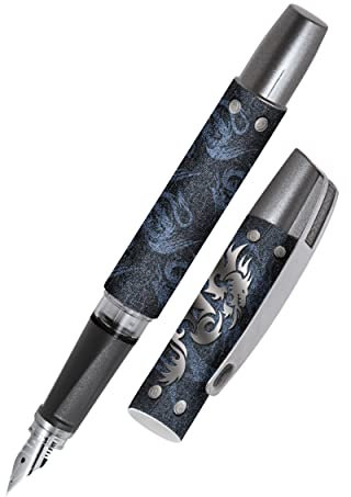 Ergonomic fountain pen for school/college - Online Campus Dragon - solid medium nib, soft grip part, for standard ink cartridges, refillable, ideal for beginners/pupils/students