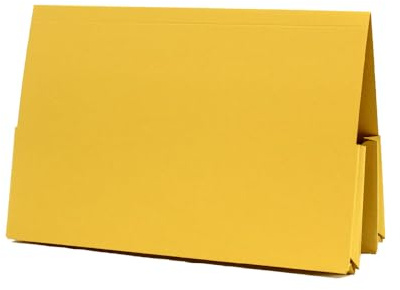 Exacompta - Ref 214-YLWZ - Guildhall - Double Pocket Legal Wallet, 250 x 355mm, 315gsm Premium Heavyweight Manilla, Holds A4 & Foolscap Documents - Yellow, Pack of 25