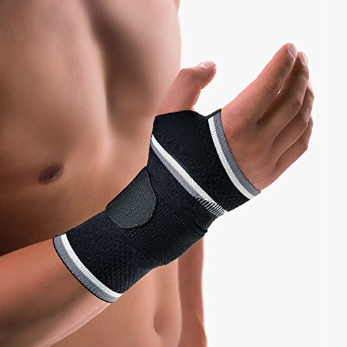 Bort 112920 x-large rechts schwarz ManuBasic Handgelenkbandage, rechts oder links tragbar in verschiedenen Farben, rechts x-large, schwarz