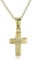 Xaana Kinder und Jugendliche-Anhänger Kreuz 12 mm matt diamantiert 8 Karat (333) Gelbgold + 925 Silberkette vergoldet AMZ0209