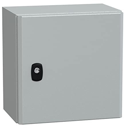 Schneider NSYS3D3320P Spacial S3D Porte complète avec Plaque de Montage H300 x l 300 x p 200 IP66 IK10 RAL7035