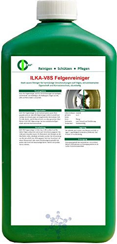 ILKA® - V8S Felgenreiniger sauer | 1L | zur Felgenpflege für Alufelgen, Leichtmetall- und Stahlfelgen, Kfz-Radkappen - Stark-Reiniger für extreme Verschmutzungen | kurze Einwirkzeit