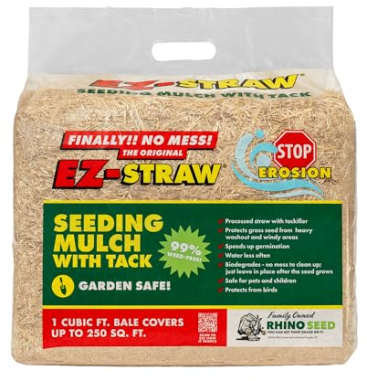 EZ Straw Seeding Mulch with Tack - Biodegradable Processed Straw, 1 cu. ft. Bale (Covers 250 sq. ft.)