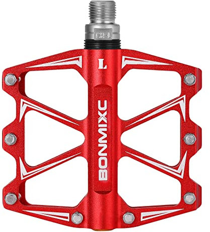 BONMIXC Fahrradpedale 9/16 Abgedichtetes Lager, Starke Struktur, Ultradünne Plattform, Mountainbike-Pedale Aus Legierung (Rot)