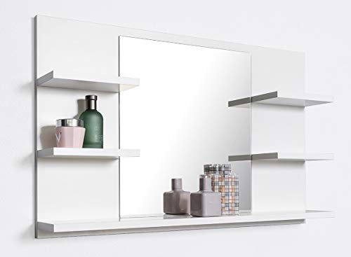 DOMTECH Badspiegel mit Ablagen, Weiß Badezimmer Spiegel, Wandspiegel, Badezimmerspiegel