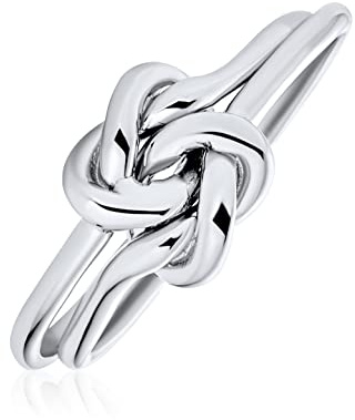 Banda Doppia Semplice I Migliori Amici Uniscono Per Sempre L'Anello Infinito Irlandese Del Nodo D'Amore Dell'Amicizia Per Le Donne Adolescenti .925 Sterling Silver