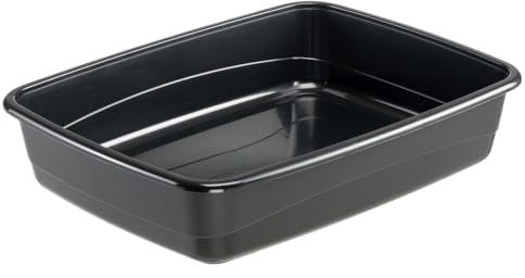 Ferplast Arena para Gatos, Inodoro Abierto para Gatos, Arena para Mascotas, con Bordes Altos, 49,5 x 64,5 x h 14,5 cm, Arena para Gatos Grande NIP 30, Negro
