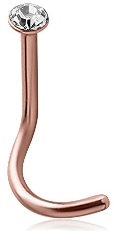 eeddoo Nasen-Piercing Kristall Spirale Rosegold Edelstahl 0,8mm Pfirsich