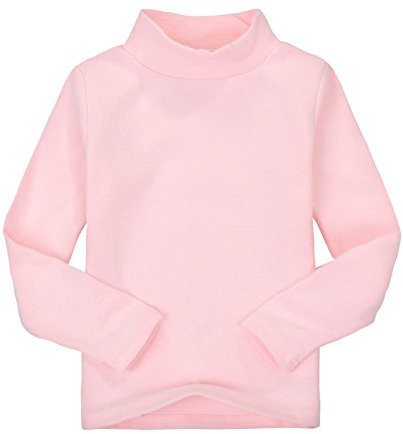 CuteOn Bambini Kids Alto Collo Manica Lunga Cotone T-Shirt Top Camicia di T Misty Rose 6 Anni