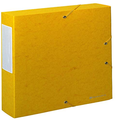 Exacompta 50919E Sammelbox Scotten aufgebaut mit Gummizug 60 mm breit aus extra starkem Colorspan-Karton mit Rückenschild für DIN A4 Archivbox Heftbox Sammelmappe gelb