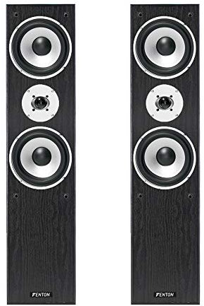 Pair of Black Fenton 3-way Home Audio Tower Speakers Bass Hi-Fi Stereo 350 Watt