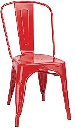 Bolero Bistro Steel Side Chair Pack of 4, Red | Arrives fully assembled. Stackable seating with non-slip feet and wipe-clean surfaces suits indoor and outdoor venues.