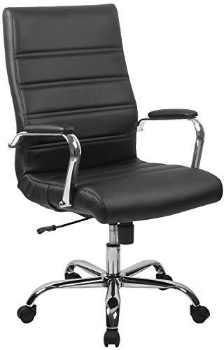 Flash Furniture Bürostuhl mit hoher Rückenlehne – Bequemer Schreibtischstuhl mit Armlehnen, LeatherSoft-Material und Rollen – Perfekt für Home Office oder Büro – Schwarz, 68.58 x 66.04 x 109.22 cm