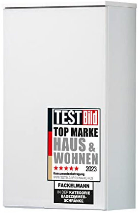 FACKELMANN Hängeschrank KARA / Badschrank mit Soft-Close-System / Maße (B x H x T): ca. 41 x 70 x 23 cm / hochwertiger Schrank fürs Bad / Türanschlag rechts / Korpus: Weiß matt / Front: lackiertes Glas in Weiß