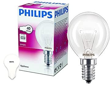 Bosch 057874 – Bombilla para horno Philips, para temperaturas de hasta 300 C, 40 W, 240 V, E14, hasta 1000 horas de duración