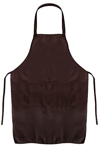 Jazooli Unisex Apron with Pockets - Cooking Aprons for Women, Men & Kids, Cleaning, Hairdressing & Waitress Apron with Pockets - One Size Fits Most Kitchen Accessories, Brown apron