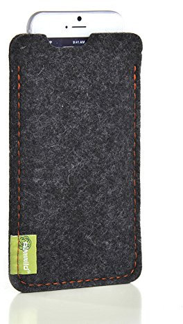 Almwild® Hülle Tasche für Apple iPhone SE (2020), iPhone 8 mit Apple Case-Nutzung. Modell “Dezenzi” in Schiefer- Grau,Schwarz aus Natur-Filz. Handyhülle Handytasche in Bayern handgefertigt