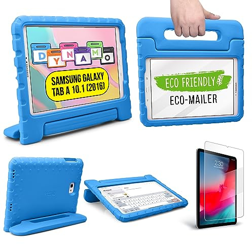 Cooper Dynamo [Rugged Kids Case] Protective Case for Samsung Tab A 10.1 (2016) T580 T585 only | Child Proof Cover with Stand, Handle, Screen Protector (Blue) NOT FIT with P580 P585 and 2019 Released