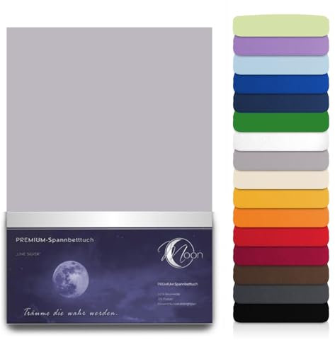 Moon Line Silver Wasserbett Spannbettlaken XXL 200x220-220x240 190g/m² Spannbetttuch -Graphit
