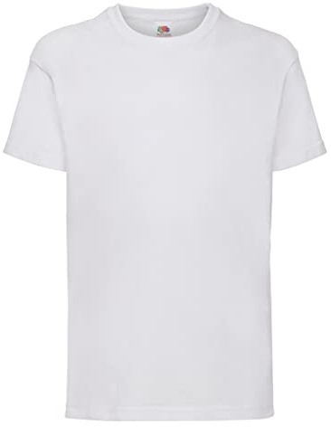 Fruit of the Loom Unisex Kids Original Crew Neck Short Sleeve T-Shirt, White (weiß), 14-15 Years (Manufacturer Size: 164)