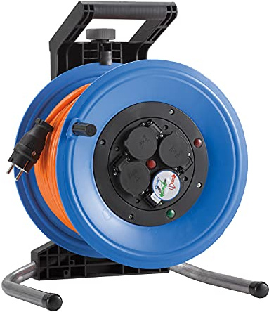 Hedi Kabeltrommel 50 m Professional Plus 320 (Panzerkabel H07BQ-F 3G1,5, Stromkabel-Trommel mit 4-Fach Steckdose, für den Einsatz im Freien) K350QTF, Mehrfarbig