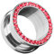 Piersando Flesh Tunnel Ohr Piercing Plug Ohrpiercing Schmuck Schraub aus Edelstahl Tribal mit Zirkonia Kristall Steinen Silber 12mm Rot