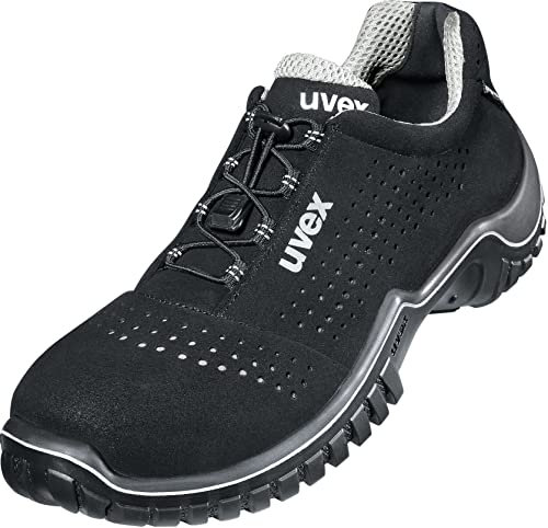 Uvex Motion Style Halbschuh, Sicherheitsschuhe S1 SRC, Arbeitsschuhe für Herren, Schwarz/Silber, Größe 44