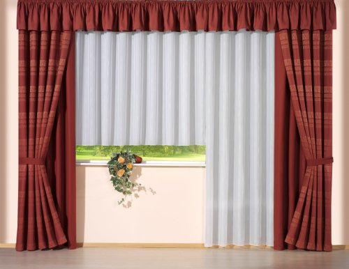 Georg Chr. Wirth Voile Store Andrea weiß mit Effektgarn und Faltenband Einzel Fertigstore, weiß, 145X600