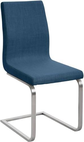 CLP Esszimmerstuhl Belfort Stoff Freischwinger I Moderner Schwingstuhl Mit Gepolsterter Sitzfläche & Hoher Rückenlehne, Farbe:blau