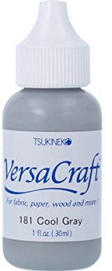 Tsukineko RVK-181 Refill Nachfülltinte-30 ml-Grau, Cool Gray-Zubehör Reinker für VersaCraft Stempelkissen, Grey, 30ml