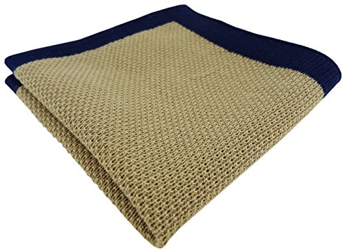 TigerTie Designer Strick Einstecktuch in beige marine Uni - 100% Baumwolle