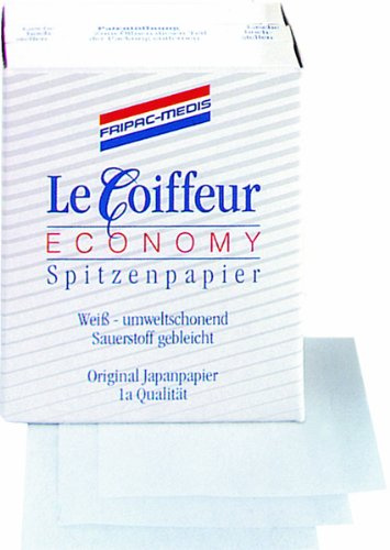 Fripac-Medis Le Coiffeur Economy Spitzenpapier Spenderpackung mit Patentöffnung Blattgröße 68 x 51 mm Weiß A-1360, 500 Blatt