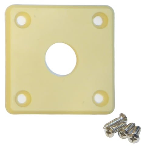 Square guitar input jack plate in cream including screws Les Paul style