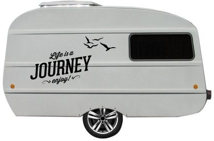 Grafix Wohnwagen Aufkleber für QEK Junior XXL Spruch Journey (schwarz matt)