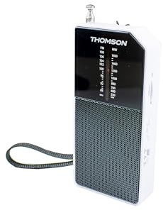Thomson RT205 - Radio portátil FM/AM con antena telescópica, altavoz, alimentación con pilas, correa de transporte - negro
