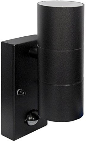 Long Life Lamp Company Modern Black External Up/Down Outdoor Wall Light - PIR Motion Sensor Detector - IP44 Rated
