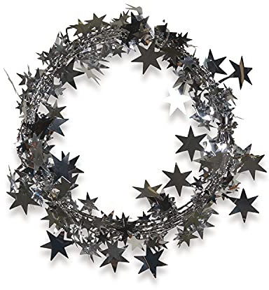 Riffelmacher 14682 - Draht mit Sternen, Länge 2,7 m, Silber, Dekoration, Weihnachten, Geschenkband, Advent, Gesteck, Kranz, Basteln