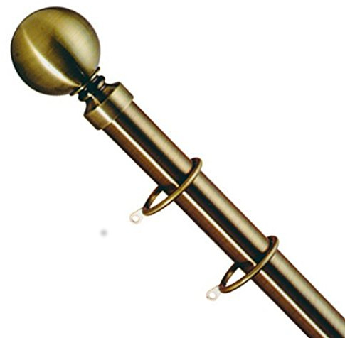 Emma Barclay Lifestyle 25 - 28mm Telescopic Extendable Metal Ball Curtain Pole Set, Antique Brass, 180 - 340 Cm
