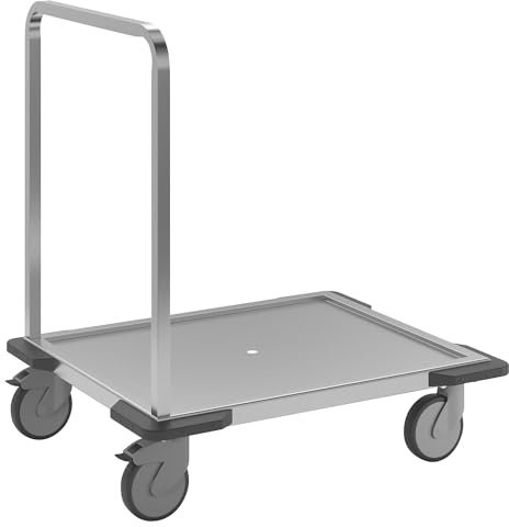 eurokraft | Edelstahl-Plattformwagen | Tragfähigkeit 150 kg | Ladefläche 670 x 530 mm
