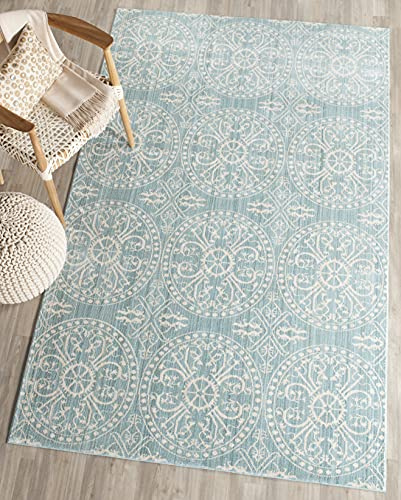 SAFAVIEH Valencia Collection Accent Rug - 4' x 6', Alpine & Cream, Boho Chic Distressed Design, Non-Shedding & Easy Care, Ideal for High Traffic Areas in Entryway, Living Room, Bedroom (VAL214G)