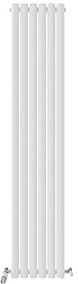 VeeBath Montpellier Matt White Low Carbon Mild Steel Vertical Single Oval Panel Bathroom Heating Radiator - 1800 x 360mm