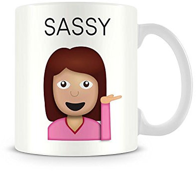 Thumbs Up SASMUG Sassy - Emoji Tasse, Keramik, weiß, 12 x 9.5 x 8 cm